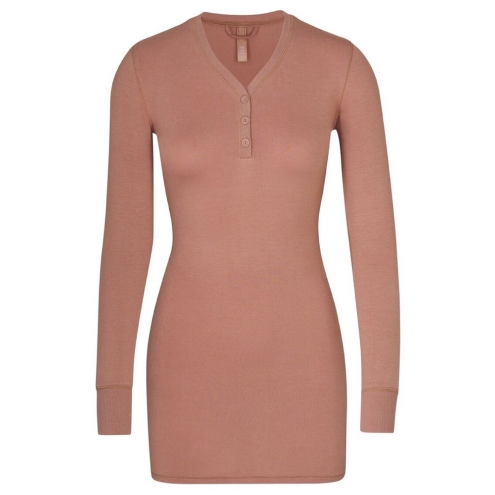 SKIMS Soft Lounge Henley Dress - Sienna XS